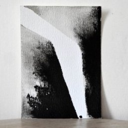 'Speechless'     
Fourteen sentences of painted text dedicated post mortem to Gerard van Zeijl (1940-2017)       
East Indian ink on cotton paper   
10 x 15 cm