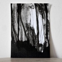 'Speechless'     
Fourteen sentences of painted text dedicated post mortem to Gerard van Zeijl (1940-2017)       
East Indian ink on cotton paper   
10 x 15 cm