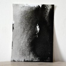 'Speechless'     
Fourteen sentences of painted text dedicated post mortem to Gerard van Zeijl (1940-2017)       
East Indian ink on cotton paper   
10 x 15 cm