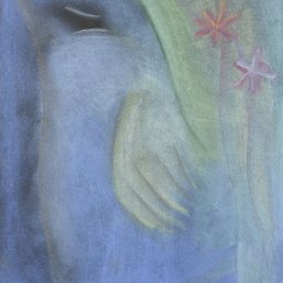 Uit Vormloos Zwart    
werk II van VIII   
Pastelkrijt op zwart fotopapier   
28 x 34 cm